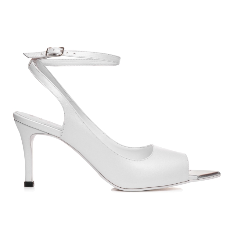 Pantofi mireasa albi cu bareta pe glezna Elisabeth