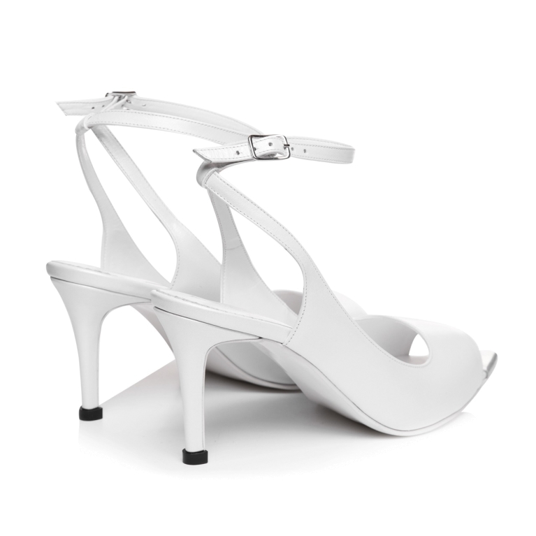 Pantofi mireasa albi cu bareta pe glezna Elisabeth
