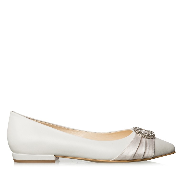 Balerini mireasa albi accesorizati Blanche