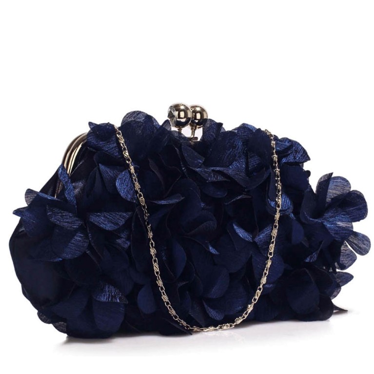 Plic de ocazie cu flori saten Blue Navy Kiss