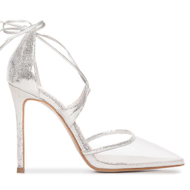 Sandale cu plasa argintii Silver Charllote