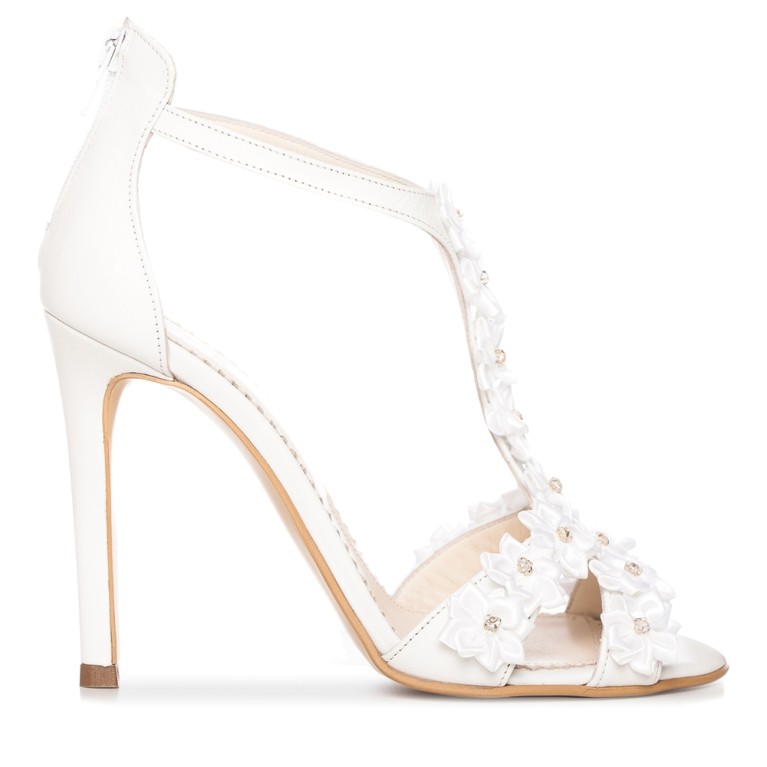 Sandale mireasa albe Chandelier Flower