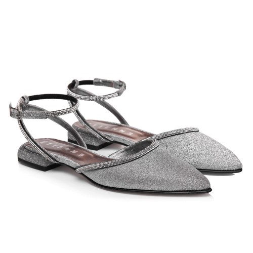 Balerini mireasa decupati argintii cu strasuri Nathalie