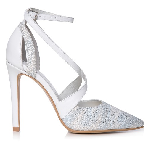 Pantofi mireasa albi Ines