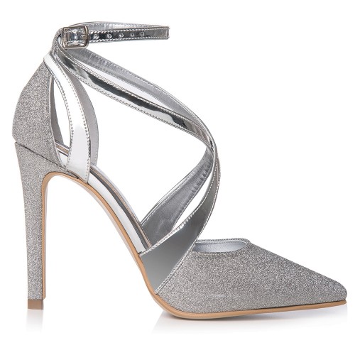 Pantofi mireasa argintii Ines