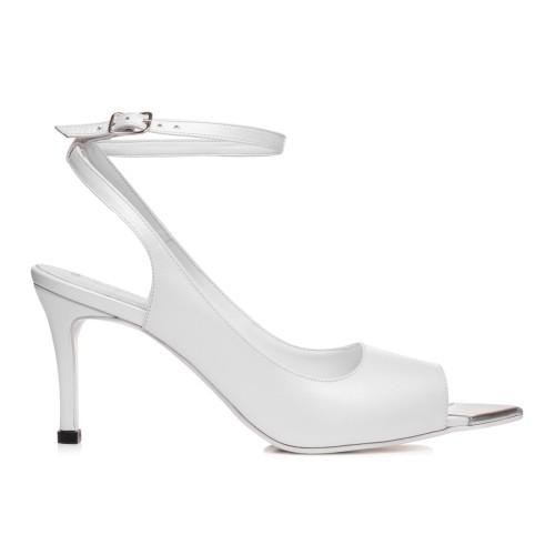 Pantofi mireasa albi cu bareta pe glezna Elisabeth