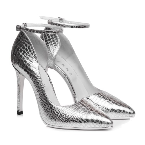 Pantofi ocazie print snake argintiu Felice