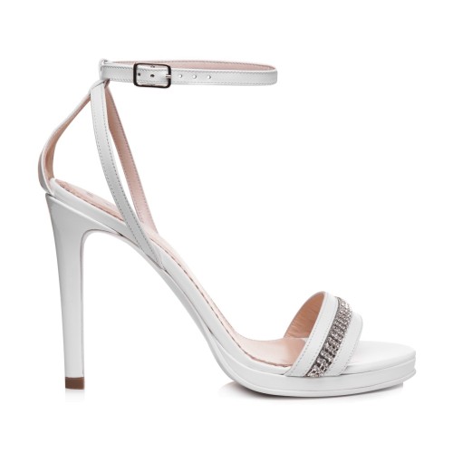 Sandale de mireasa albe cu platforma si accesorii Simonette