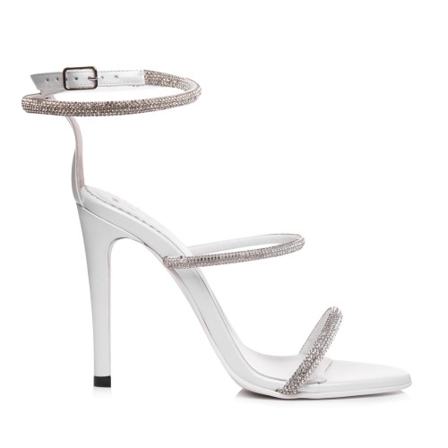 Sandale de mireasa albe cu strasuri si pietre Vivienne