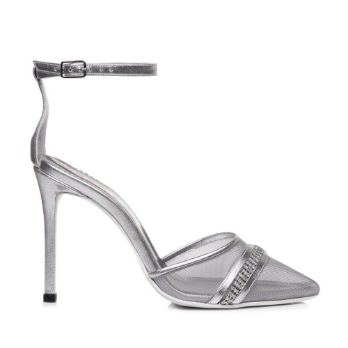 Sandale de mireasa argintii cu pietre Marielle