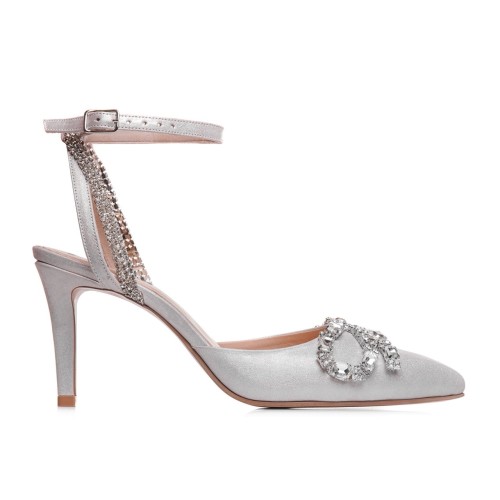 Sandale de mireasa argintiu sidef si accesorii Yvette