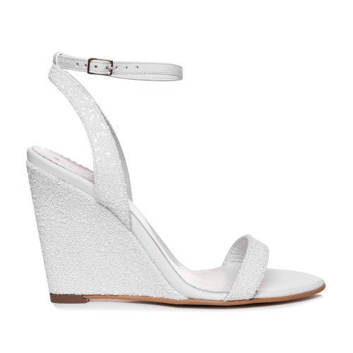 Sandale de mireasa cu platforma glitter alb Laurette