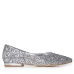 Balerini mireasa argintii glitter Bijou