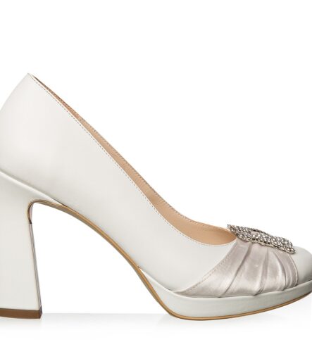 Pantofi mireasa albi accesorizati Agnès