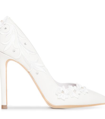 Pantofi mireasa albi Classy Flower