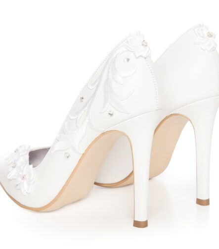 Pantofi mireasa albi Classy Flower