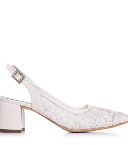 Pantofi de mireasa cu dantela cu toc mic 5 cm Anabelle