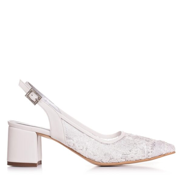 Pantofi de mireasa cu dantela cu toc mic 5 cm Anabelle