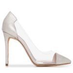 Pantofi de mireasa argintii flower print Plexi