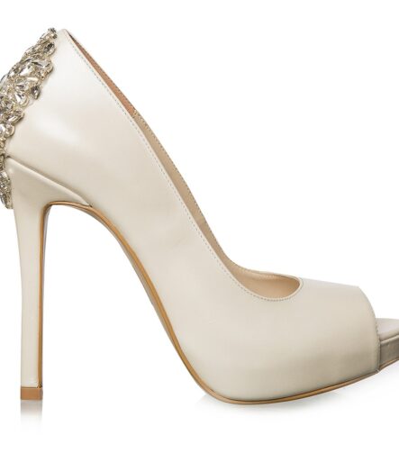 Pantofi de mireasa cu platforma ivory cu cristale Estelle