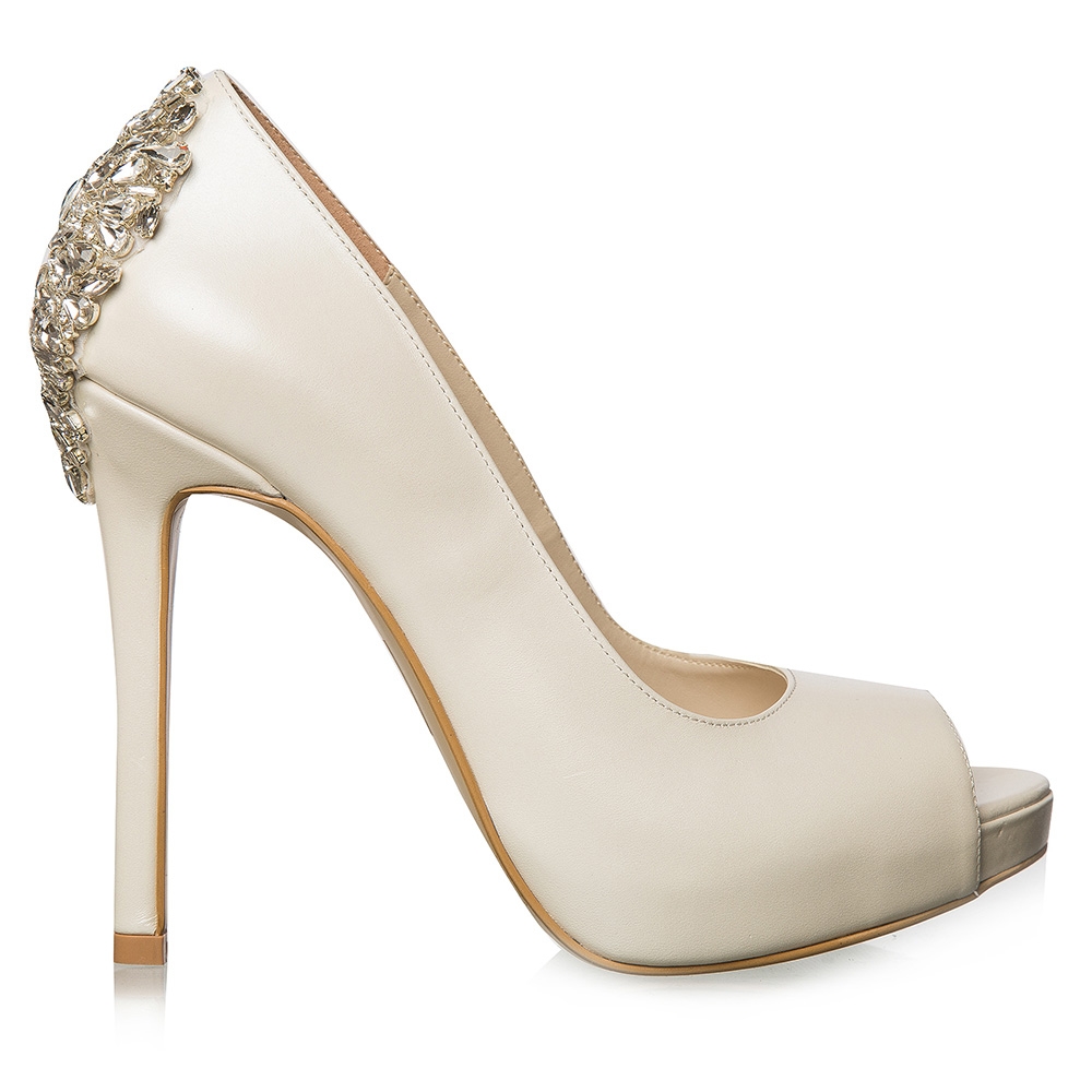Pantofi de mireasa cu platforma ivory cu cristale Estelle Pantofi de mireasa cu platforma ivory cu cristale Estelle