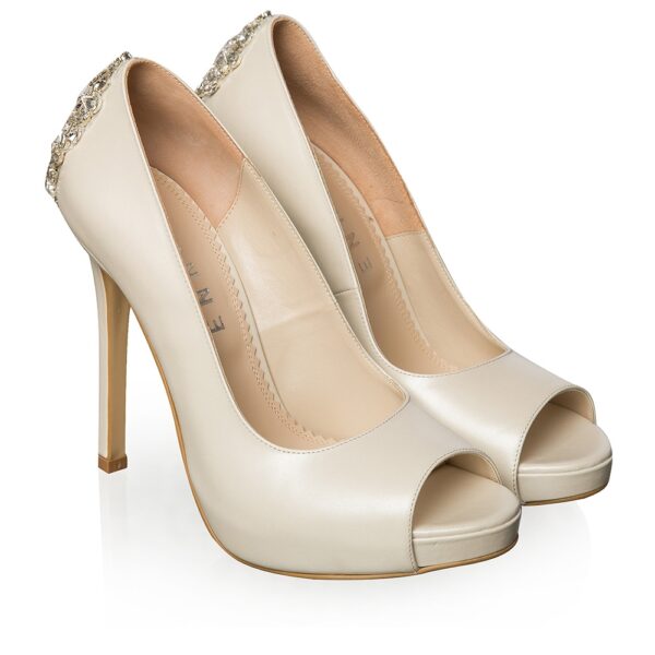 Pantofi de mireasa cu platforma ivory cu cristale Estelle