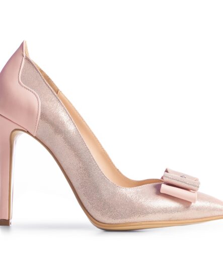 Pantofi mireasa roz pudra cu funda Brianna