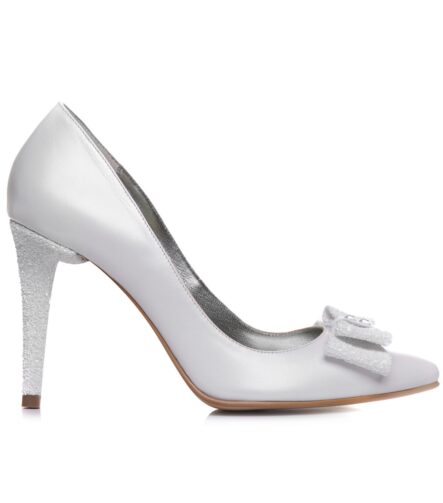 Pantofi mireasa albi Classy Bow