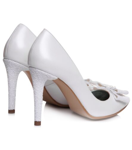 Pantofi mireasa albi Classy Bow