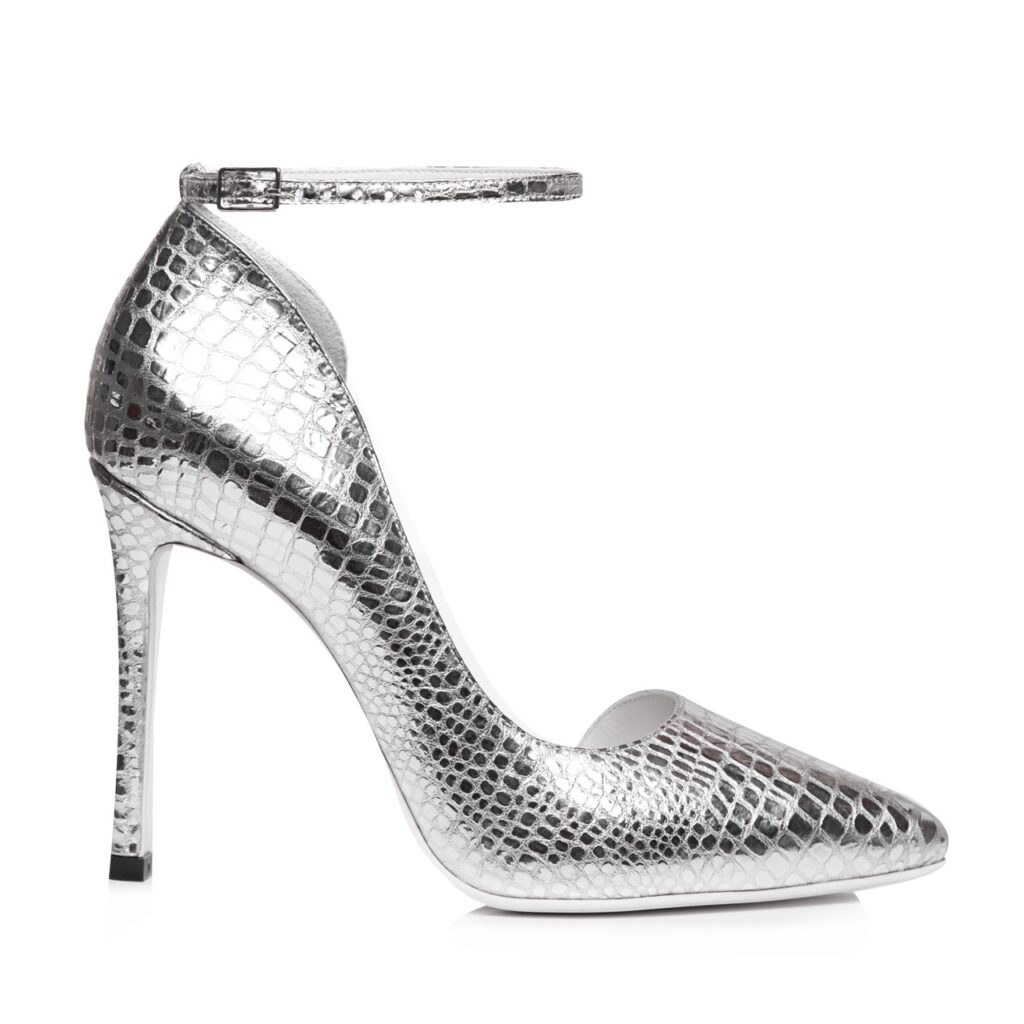 Pantofi ocazie print snake argintiu Felice