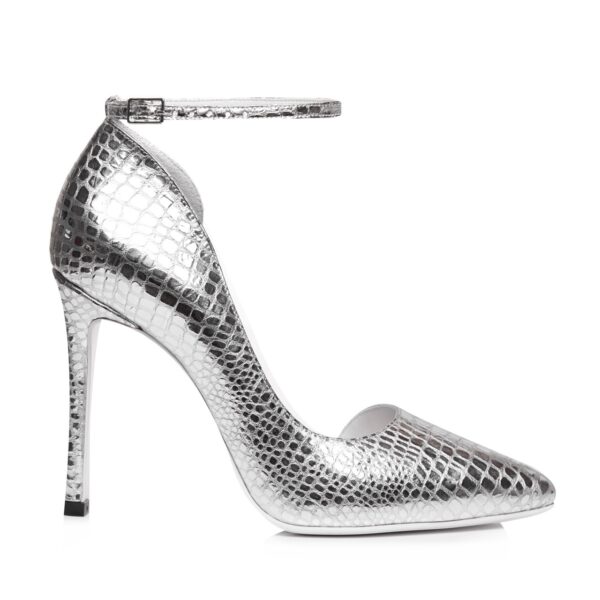 Pantofi ocazie print snake argintiu Felice