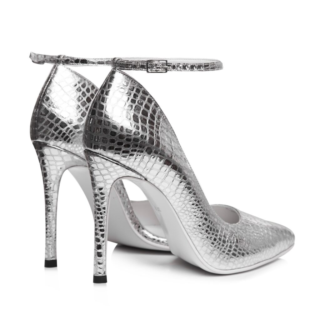 Pantofi ocazie print snake argintiu Felice