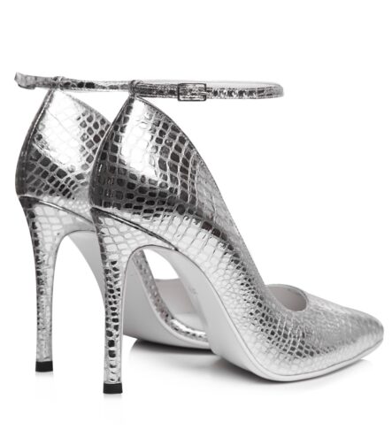Pantofi ocazie print snake argintiu Felice