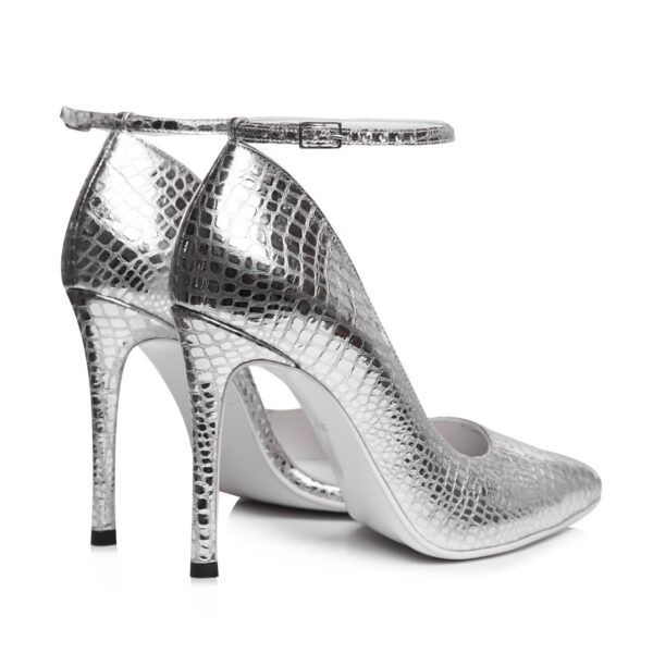 Pantofi ocazie print snake argintiu Felice