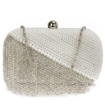 Plic de mireasa alb cu perle si cristale Tassel