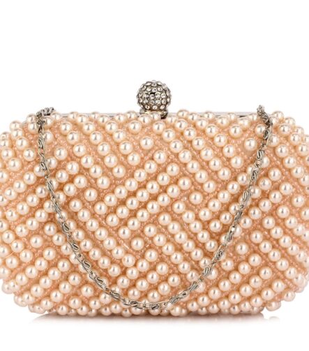 Plic de mireasa cu perle Champagne Evelyn