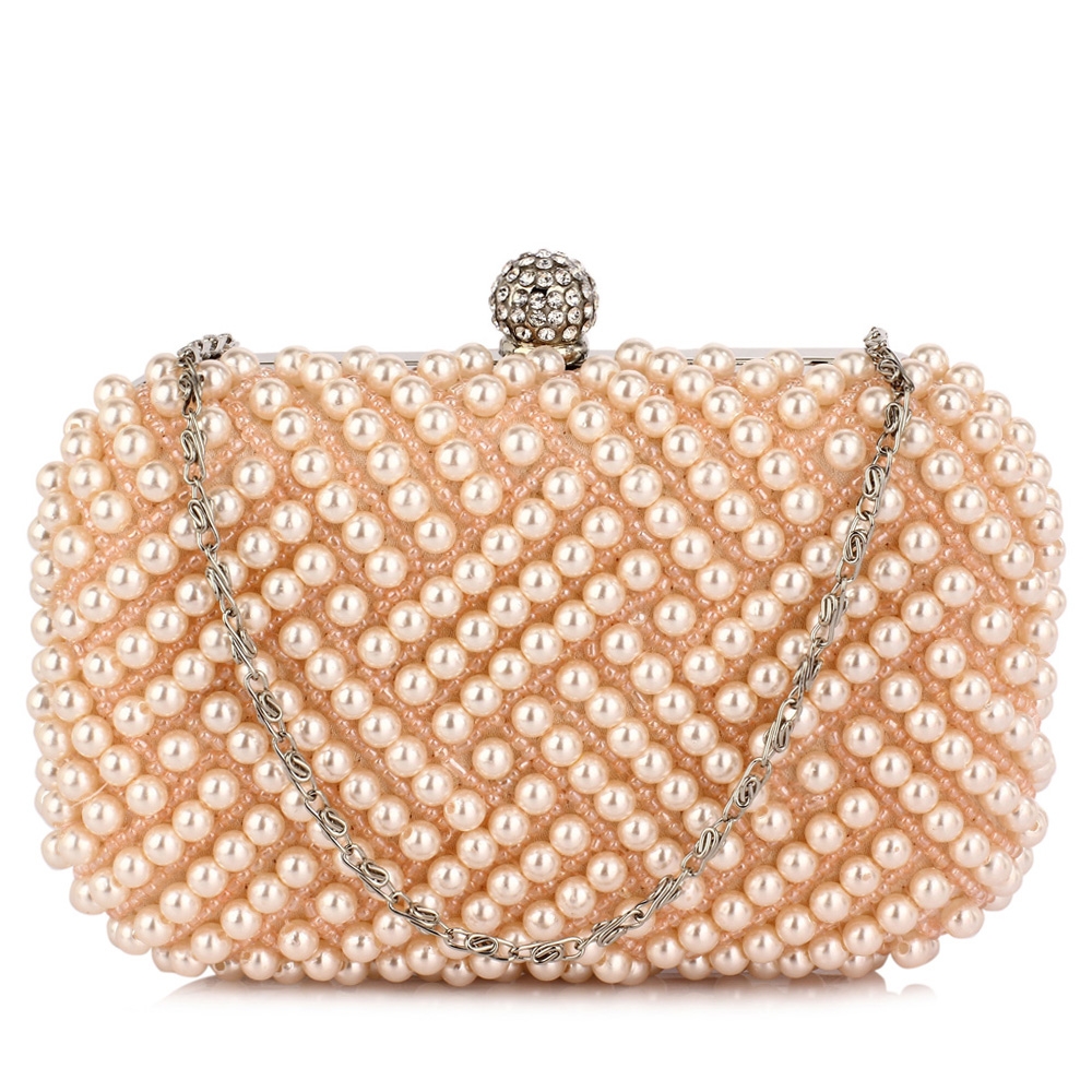 Plic de mireasa cu perle Champagne Evelyn