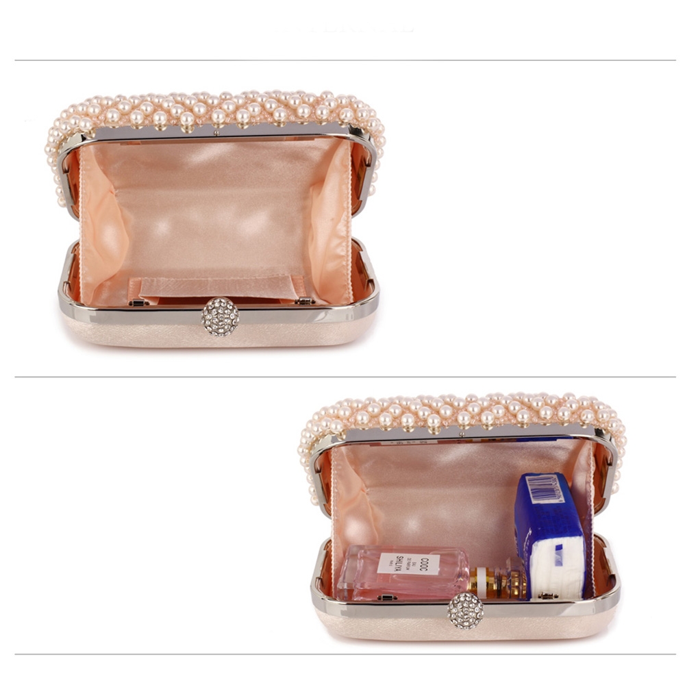 Plic de mireasa cu perle Champagne Evelyn