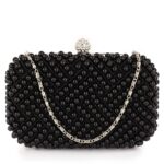 Plic de ocazie negru cu perle Evelyn