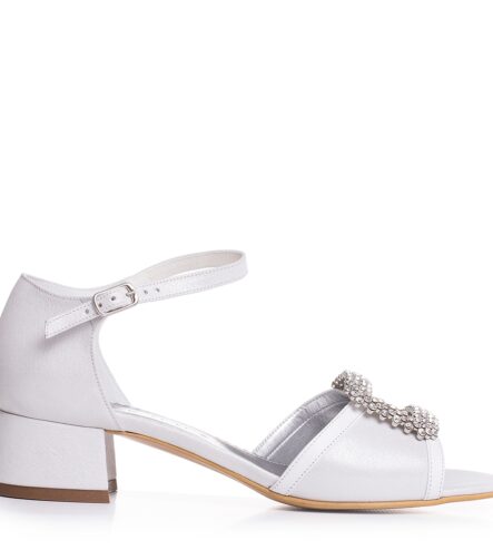 Sandale de mireasa cu toc mic accesorizate cu cristale Evony