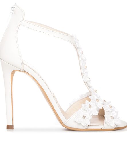 Sandale mireasa albe Chandelier Flower