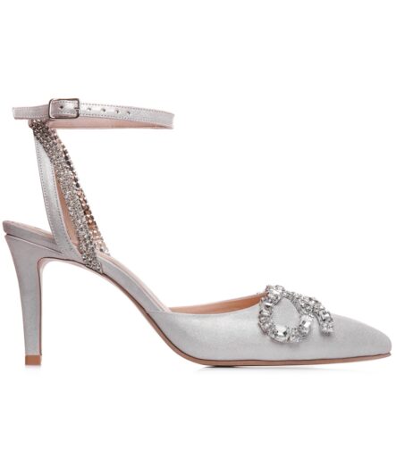Sandale de mireasa argintiu sidef si accesorii Yvette
