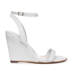 Sandale de mireasa cu platforma glitter alb Laurette