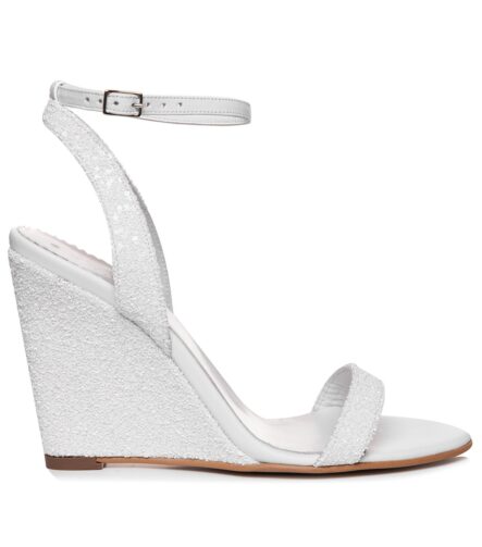Sandale de mireasa cu platforma glitter alb Laurette