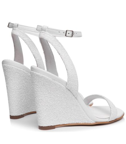 Sandale de mireasa cu platforma glitter alb Laurette