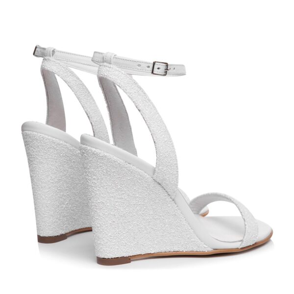 Sandale de mireasa cu platforma glitter alb Laurette